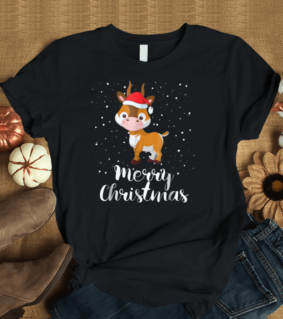 Merry Christmas Antelope Santa Hat Family Holiday Matching Group T-Shirt