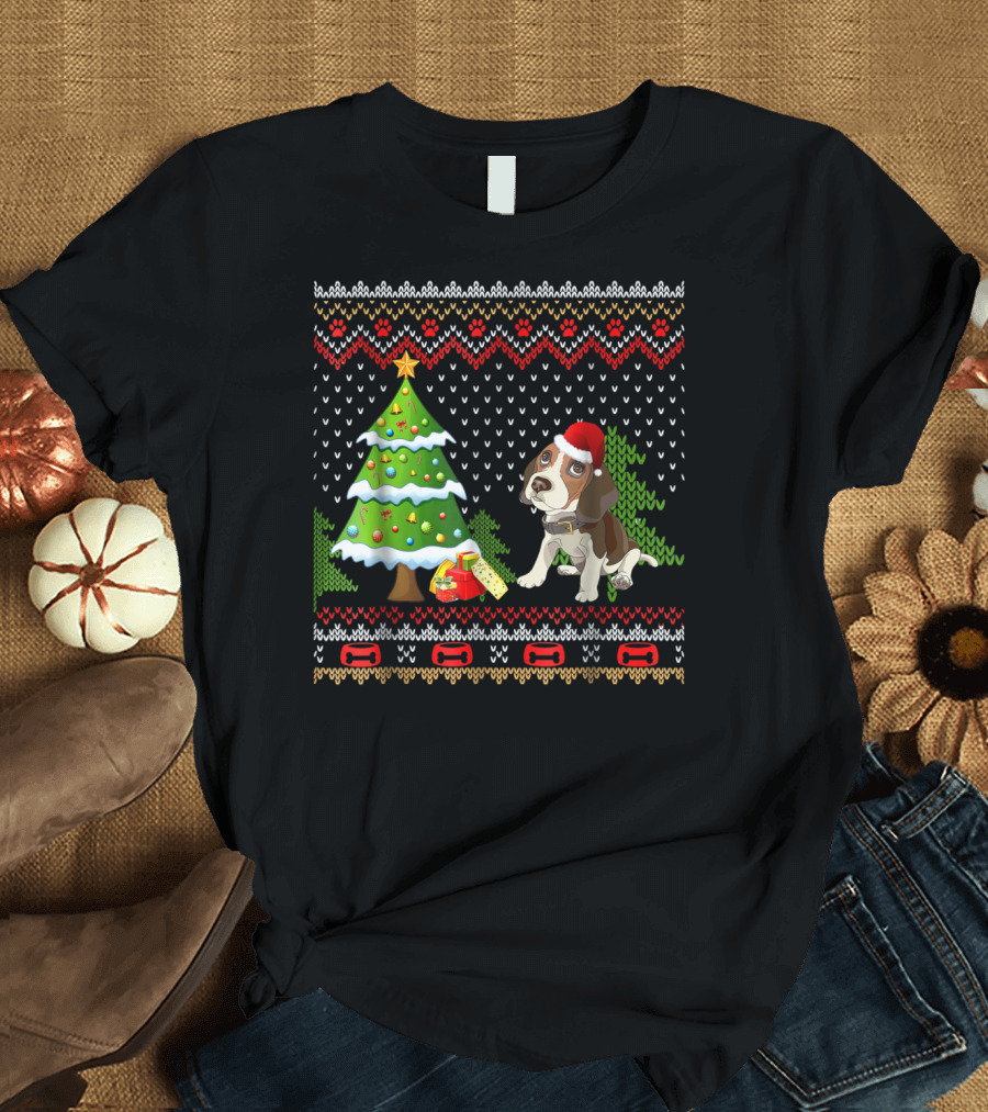 Beagles Santa Christmas UglyDog Festive Sweater Tree Snowflakes T-Shirt
