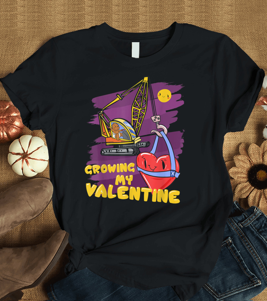 Boys Valentine Kids Child Growing My Valentine Heart T-Shirt