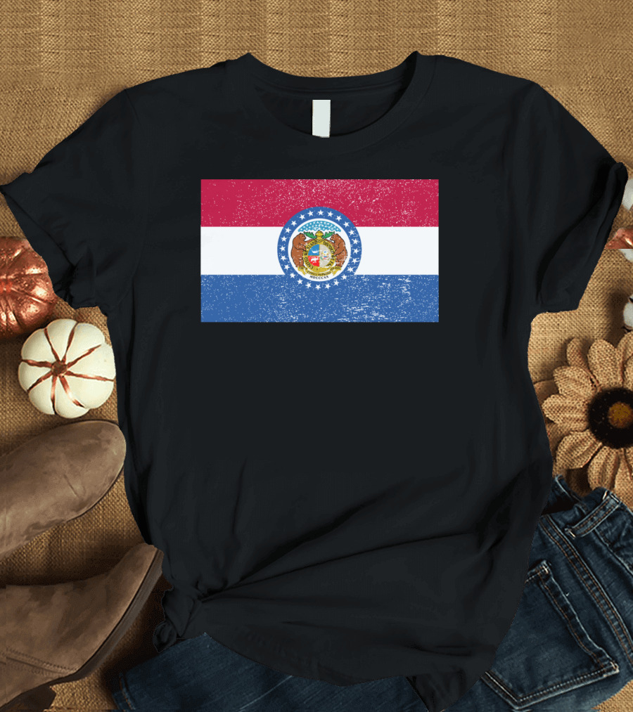 Retro Vintage Distressed Missouri Flag Mo T-Shirt