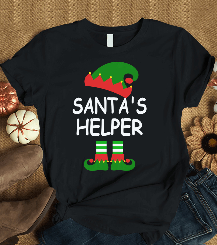 Santa's Helper Elf Hat and Shoes Festive T-Shirt