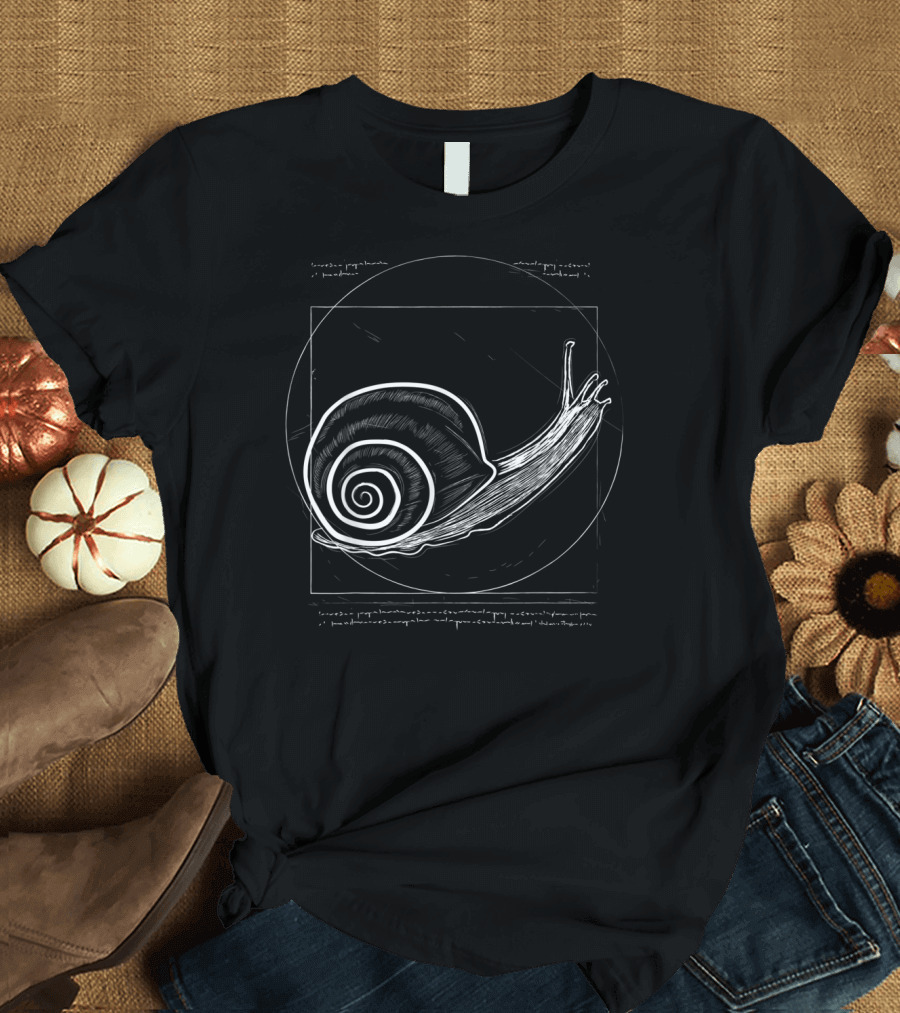 Vitruvian Snail Shell Slug Leonardo Inspired Diagram T-Shirt