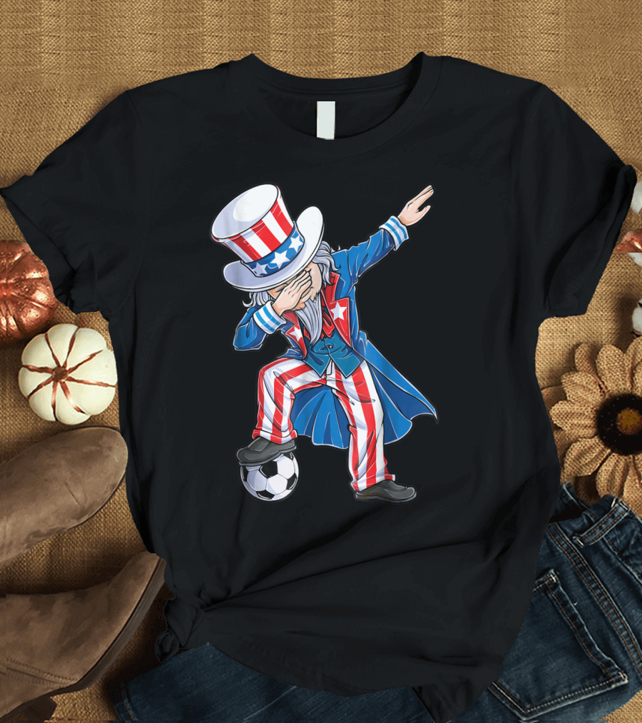 Uncle Sam Dabbing Soccer 4th of July T-Shirt