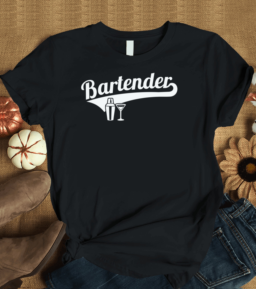 Bartender Cocktail Shaker and Martini Glass T-Shirt
