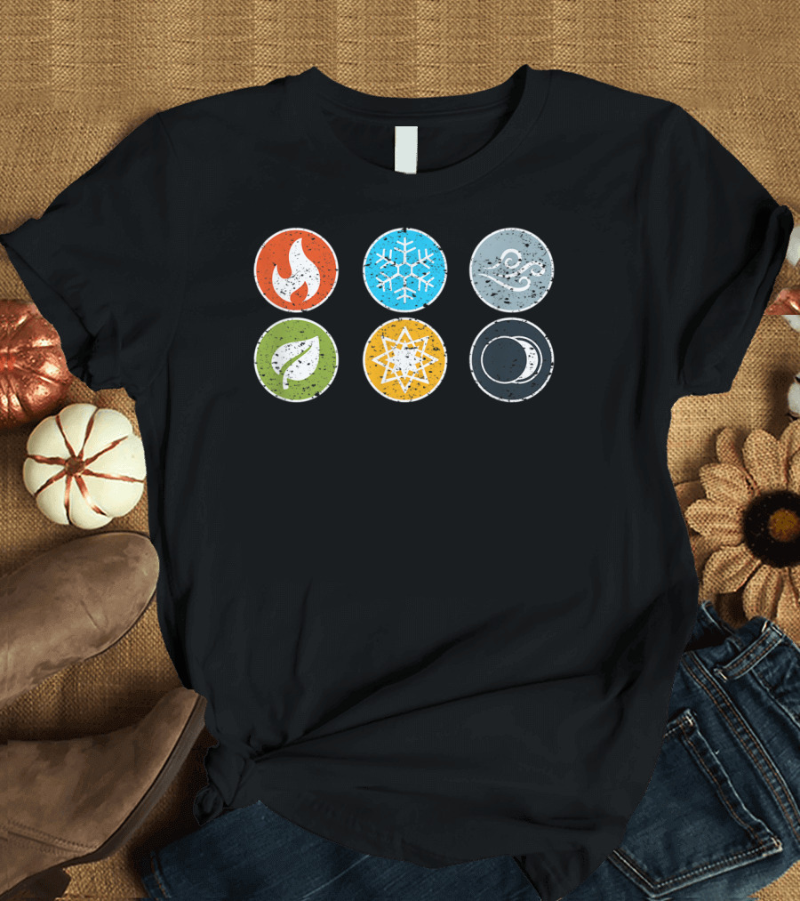 Gloomhaven Elements Symbol Fire Ice Air Earth Nature Light Dark T-Shirt
