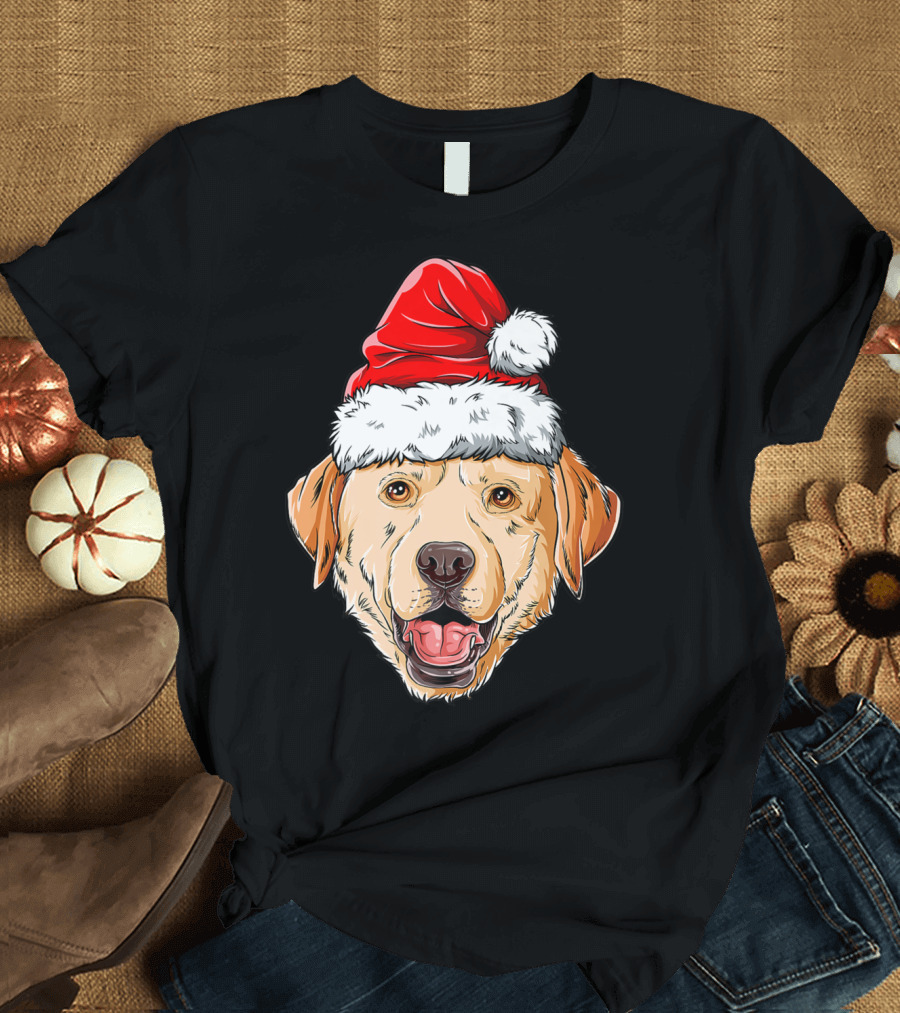 Labrador Santa Christmas Dog Wearing Festive Hat T-Shirt