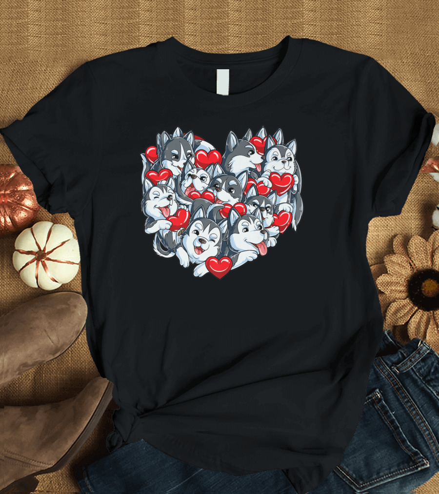 Siberian Husky Valentines Day Heart T-Shirt