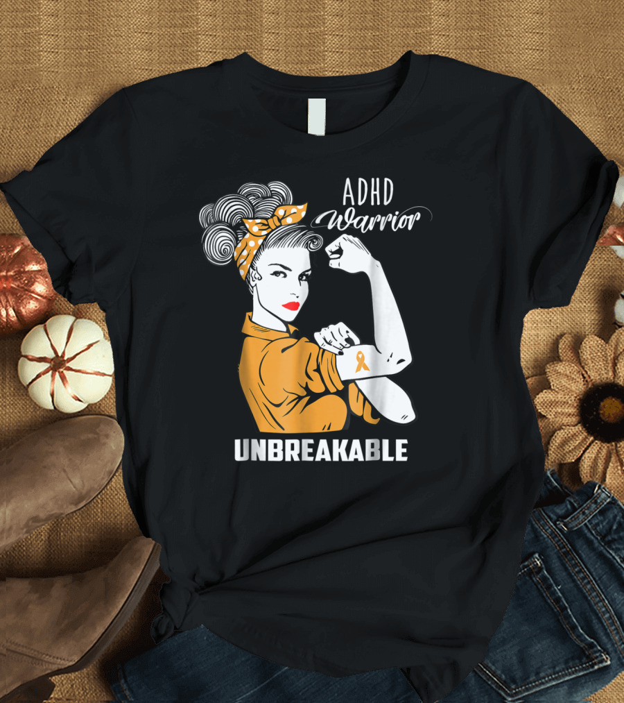 ADHD Warrior Unbreakable Ribbon Awareness Rosie T-Shirt