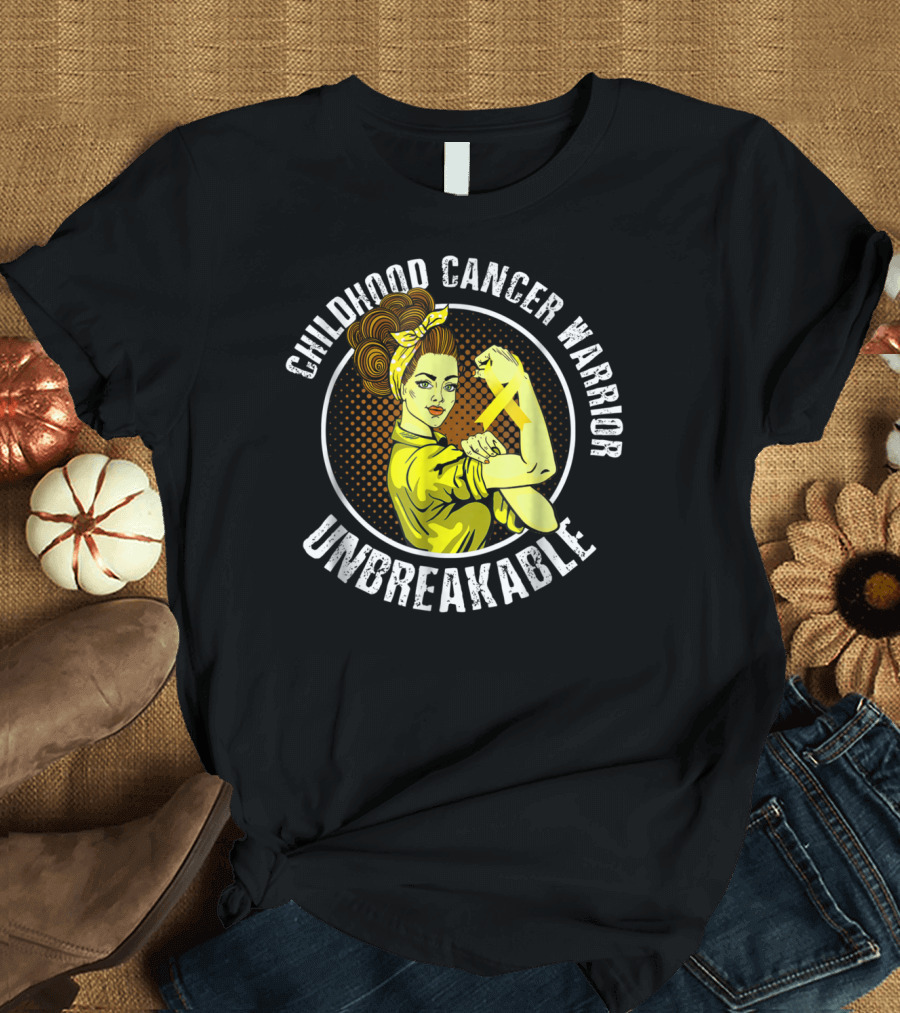 Childhood Cancer Warrior Unbreakable Rosie T-Shirt