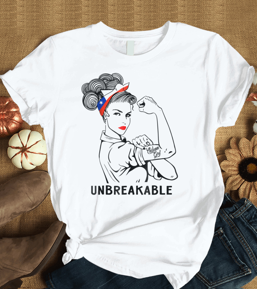 Chilean Girl Unbreakable Rosie Riveter Heritage with Chile Flag Bandana T-Shirt