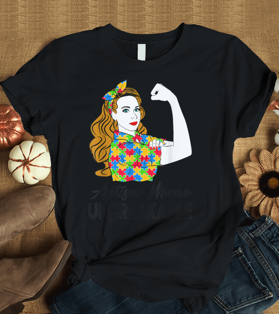 Autism Mamo Unbreakable Puzzle Piece Awareness T-Shirt