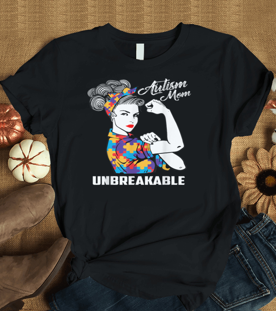 Autism Mom Unbreakable Puzzle Piece Strength T-Shirt