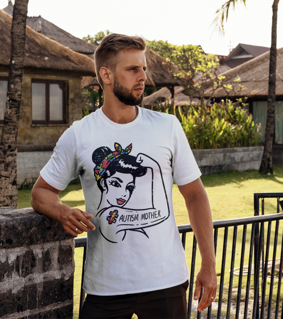 Autism Mother Unbreakable Mom With Puzzle Bandana And Tattoo T-Shirt