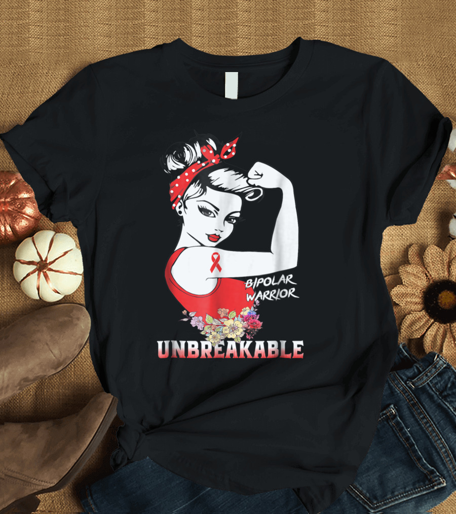 Bipolar Warrior Unbreakable Empowerment Rosie the Riveter T-Shirt
