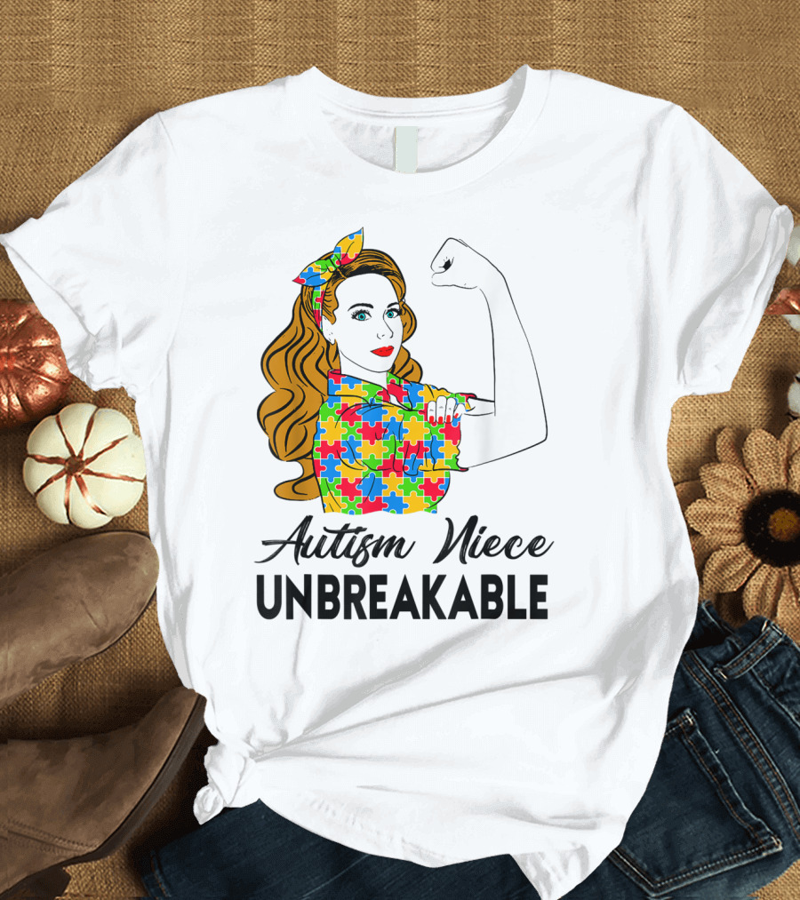 Autism Niece Unbreakable Puzzle Pattern Awareness 2W T-Shirt