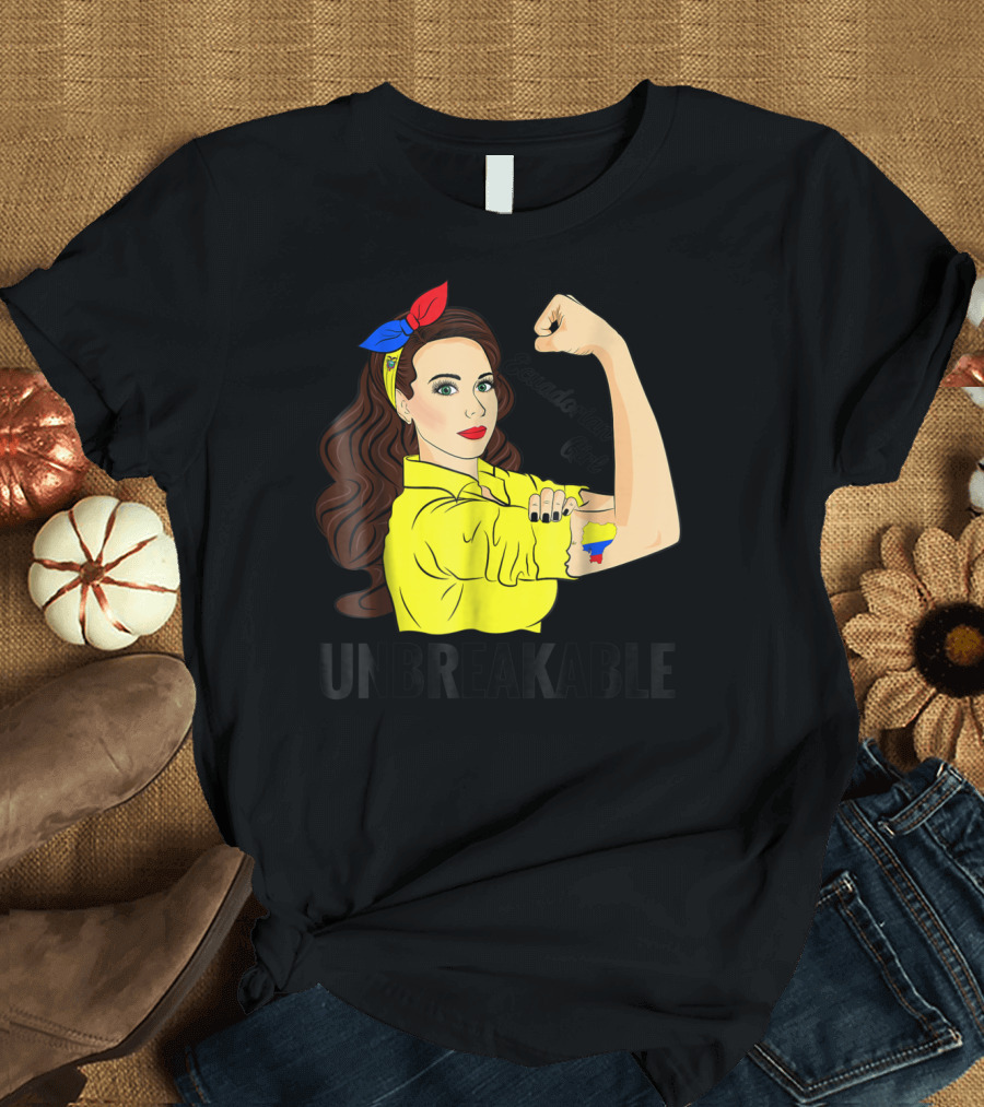 Ecuadorian Girl Unbreakable Strength with Ecuador Flag Colors T-Shirt