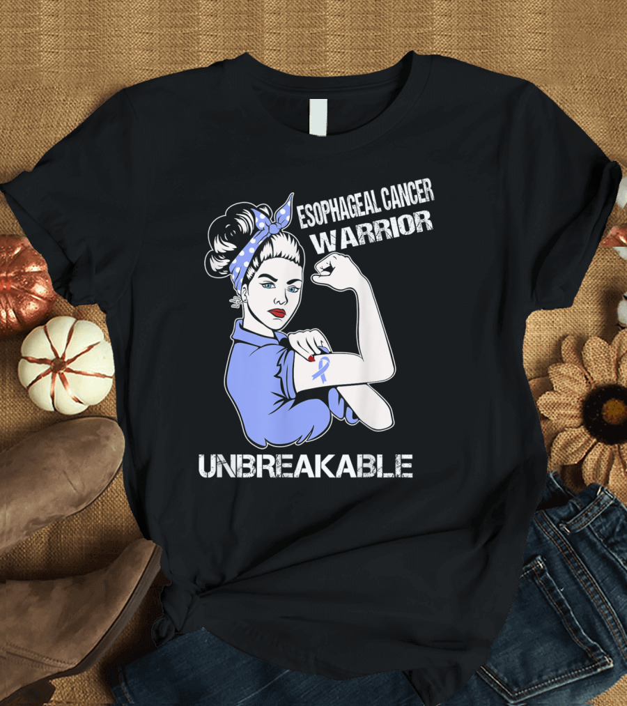 Esophageal Cancer Warrior Unbreakable Rosie the Riveter T-Shirt