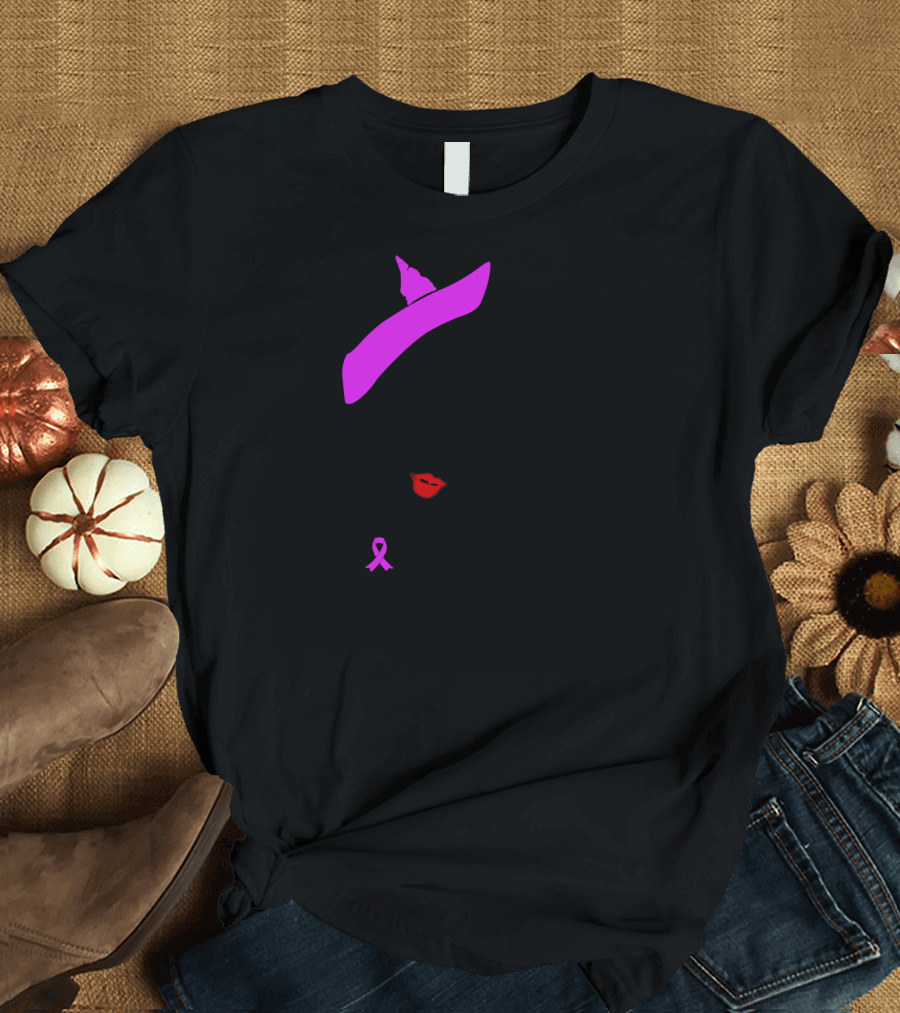 Fibro Warrior Unbreakable Strong Woman with Pink Ribbon and Purple Hair Bow T-Shirt