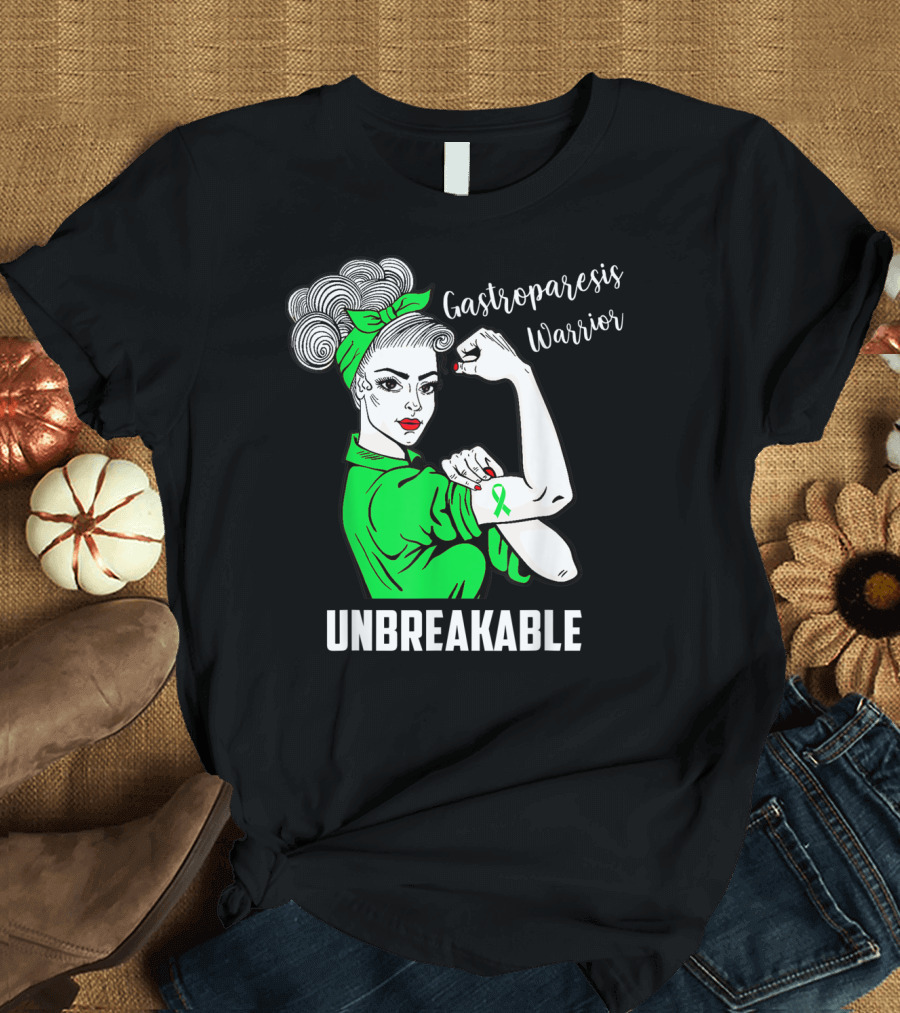 Gastroparesis Warrior Unbreakable Awareness Ribbon Strength T-Shirt