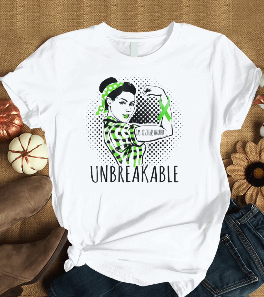 Unbreakable Gastroschisis Warrior Rosie the Riveter Style with Awareness T-Shirt