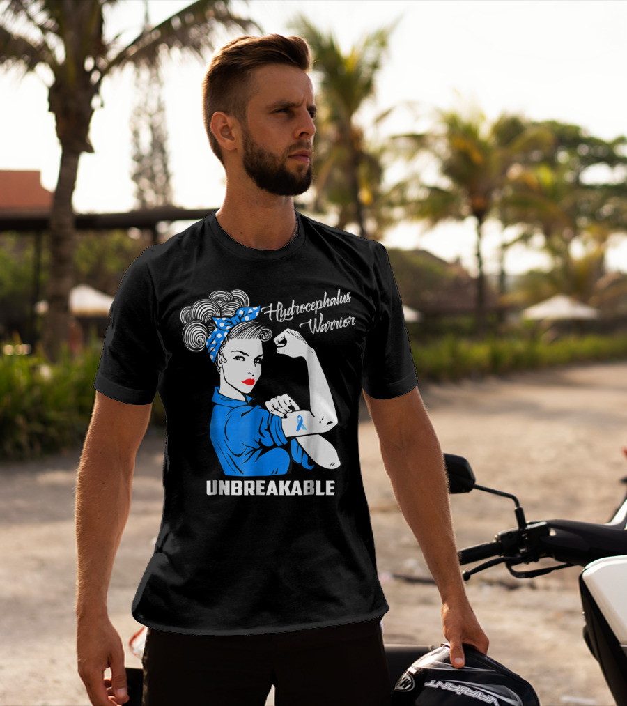 Hydrocephalus Warrior Unbreakable Awareness VB Rosie The Riveter Iconic T-Shirt