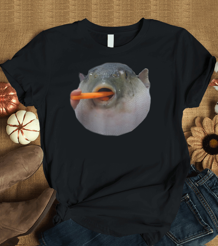 Pufferfish Eating A Carrot Funny Blowfish Dank Meme T-Shirt