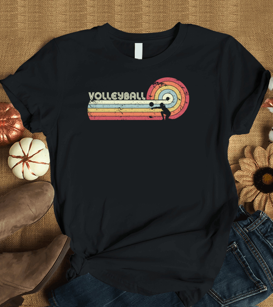 Volleyball Retro Striped Circle T-Shirt