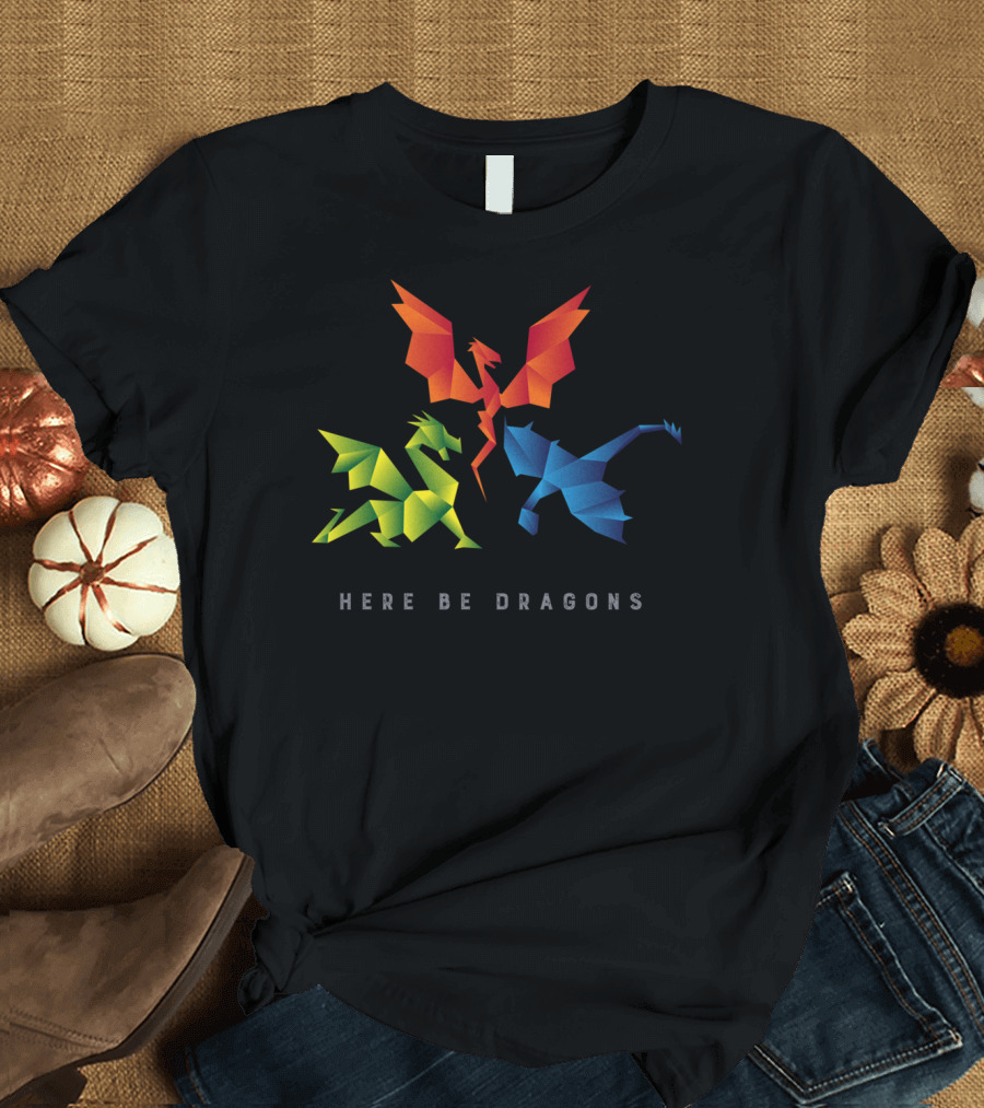 Here Be Dragons Scp1762 Origami T-Shirt