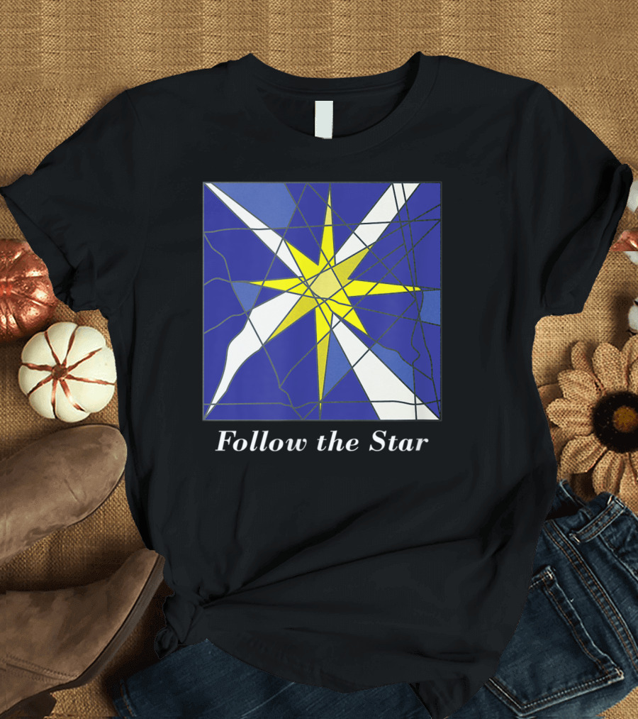 Follow the Star Stained Glass Style Star Of Bethlehem T-Shirt