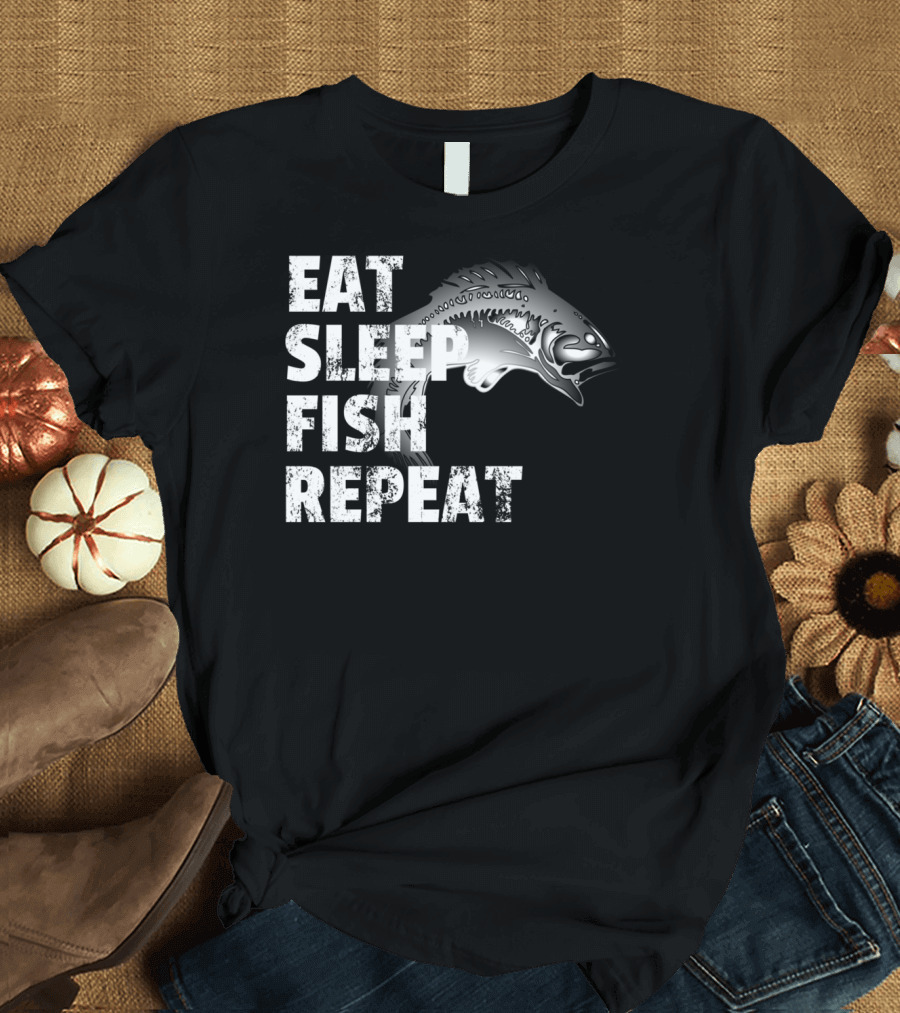 Eat Sleep Fish Repeat Vintage Fishing Lover Outdoors Enthusiast T-Shirt