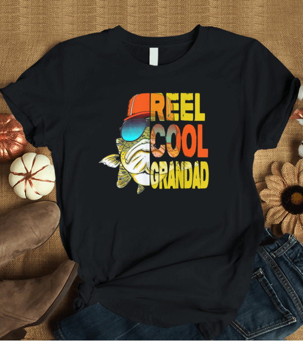 T-Shirt: Father's Day Reel Cool Grandad Fishing Retro Sunglasses Hat T-Shirt Father's Day Reel Cool Grandad Fishing Retro Sunglasses Hat T-Shirt