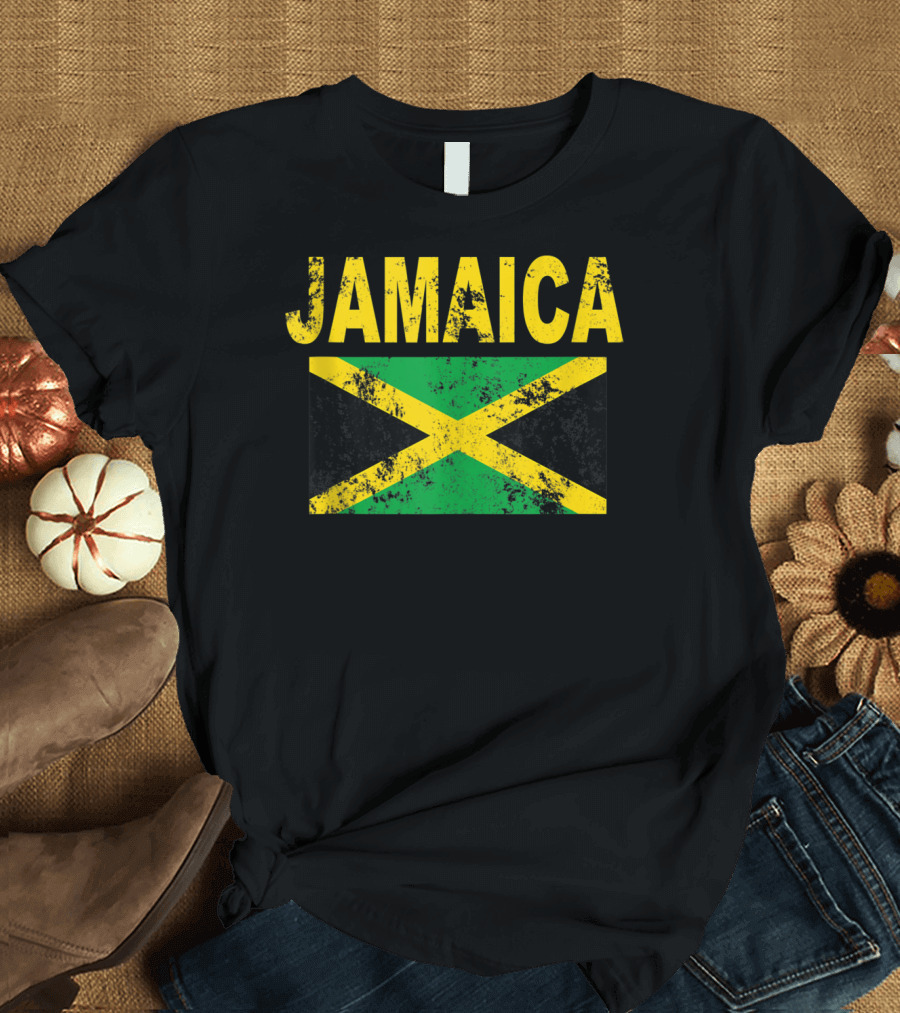 Jamaica Distressed Flag Cool Jamaican Flags T-Shirt