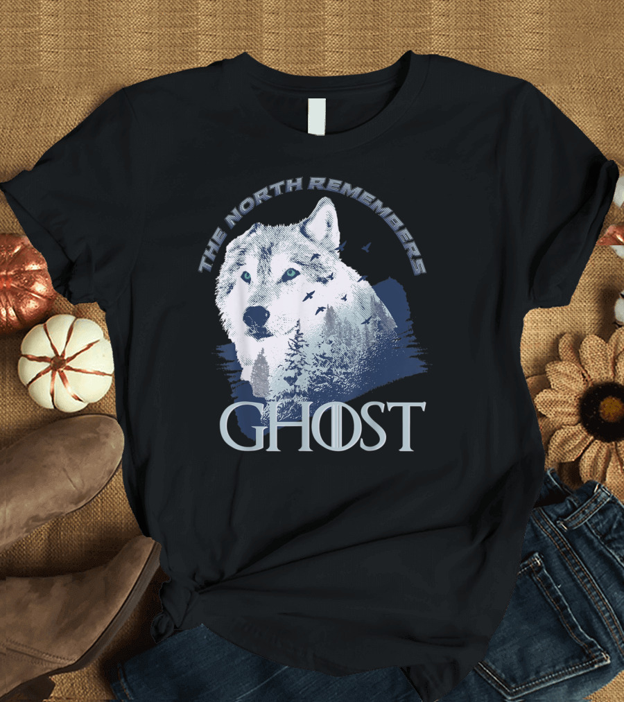 The North Remembers Ghost Lone Wolf in Forest Game Day Winning the Throne T-Shirt