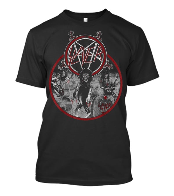 Slayer Live Undead Pentagram Zombies Skulls Battleground T-Shirt