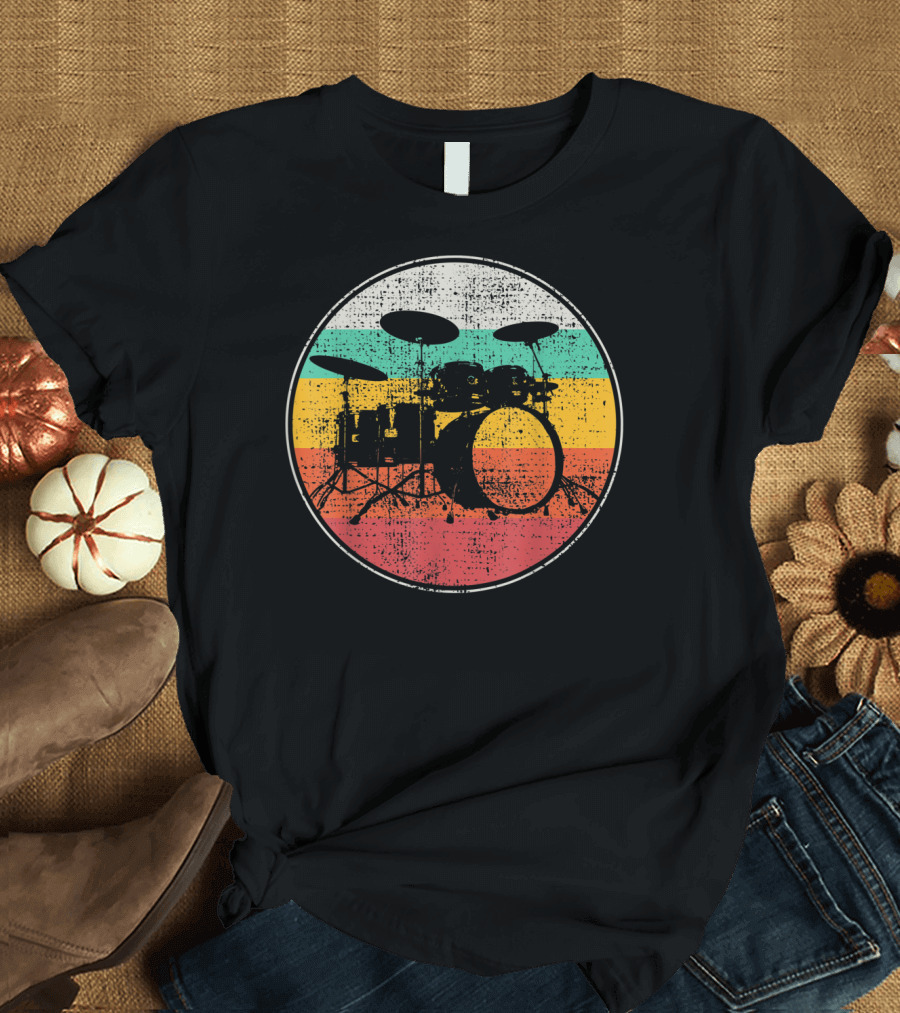 Drumset Vintage Retro Drums Drummer Band T-Shirt