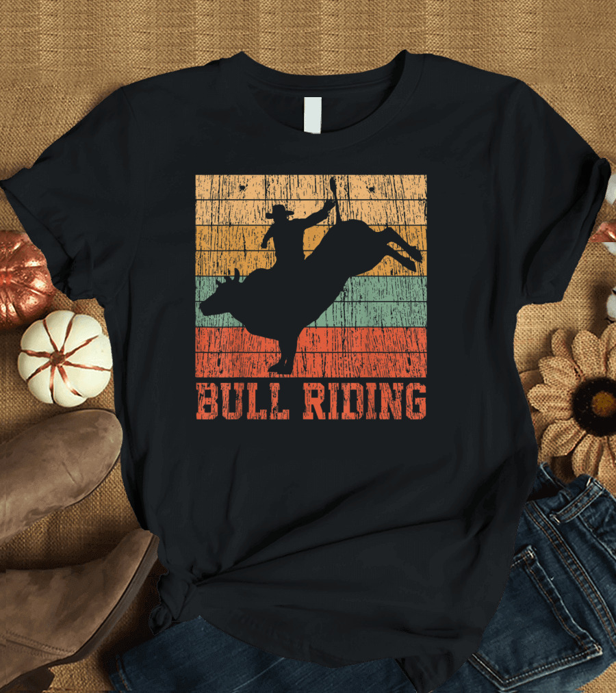 Bull Riding Vintage Rodeo Western Country Retro Cowboy T-Shirt