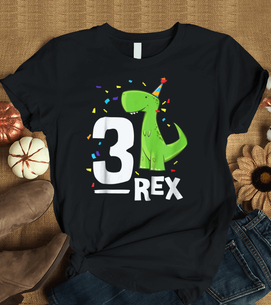 3 Rex Kids Threerex Birthday Party Dinosaur T-Shirt