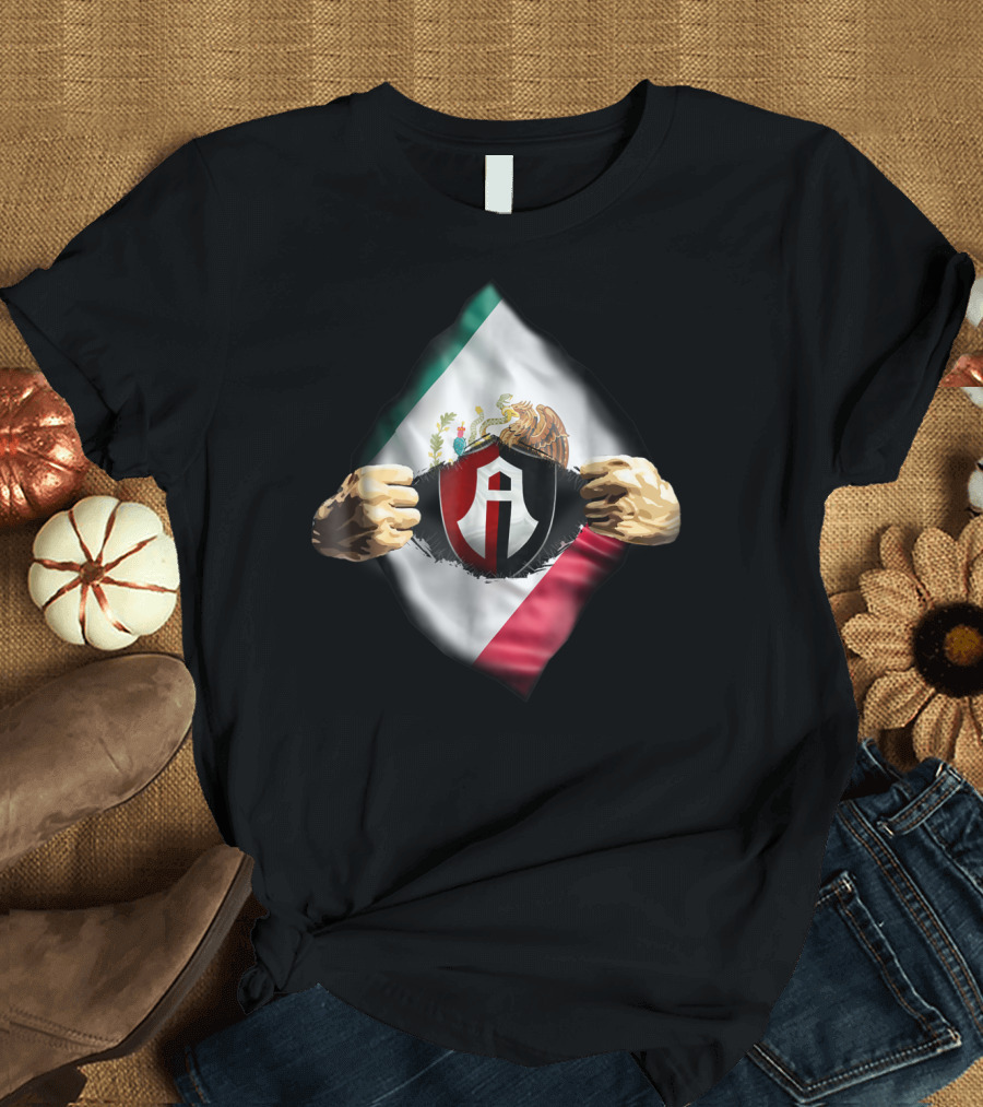 Atlas Heartbeat Love Funny Fan Atlas FC Mexican Flag Emblem T-Shirt