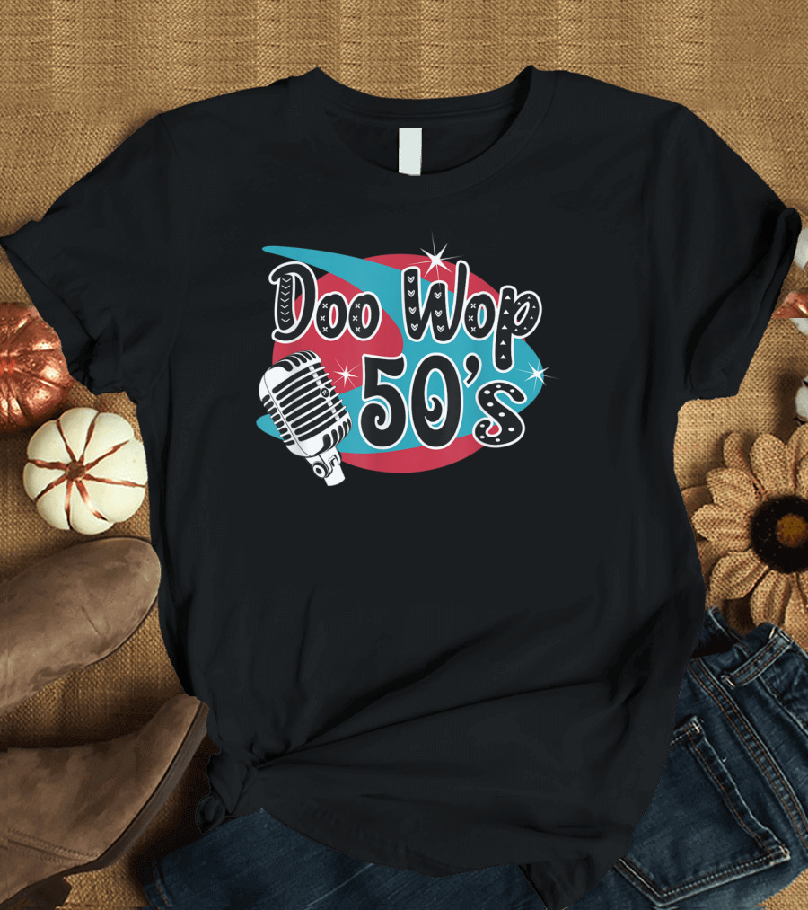 Doo Wop 50's Retro Microphone Sock Hop Rockabilly T-Shirt