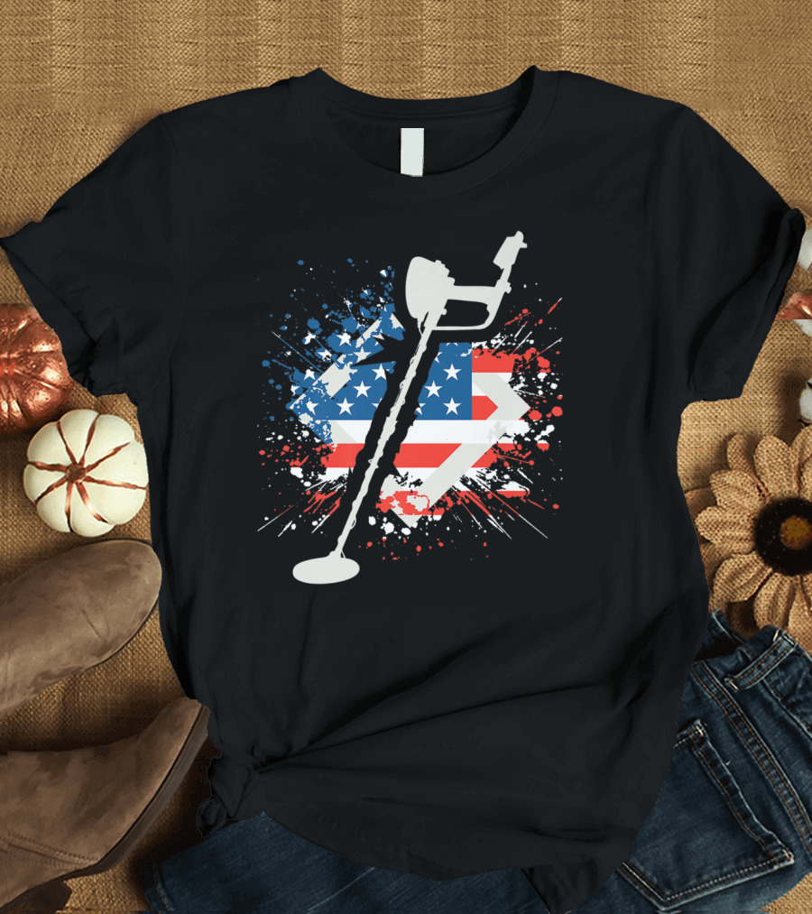American Pride Patriotic Flag Metal Detector T-Shirt