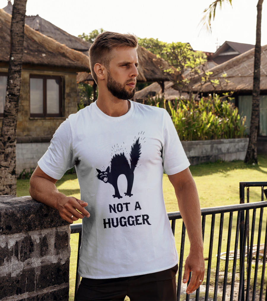 Not A Hugger Angry Black Cat T-Shirt