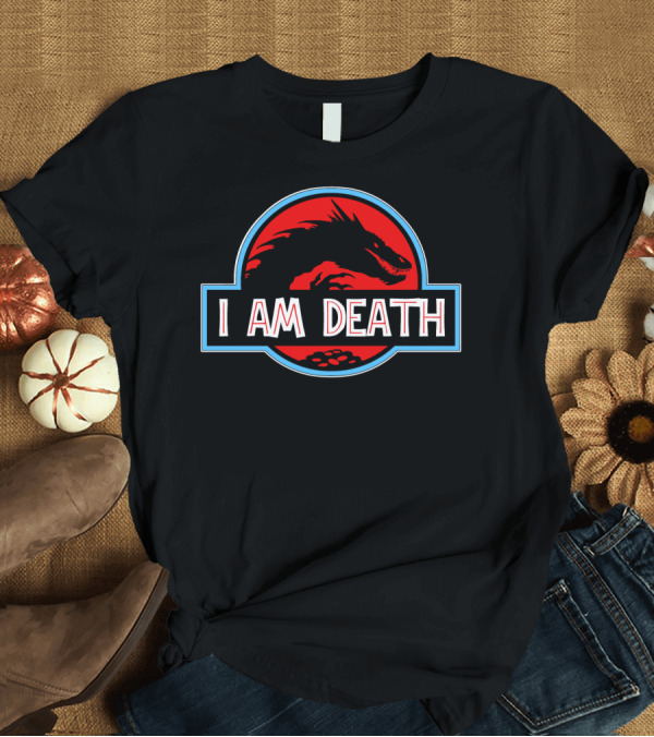 T-Shirt: Smaug I Am Death Jurassic Park Style Red Dragon T-Shirt Smaug I Am Death Jurassic Park Style Red Dragon T-Shirt