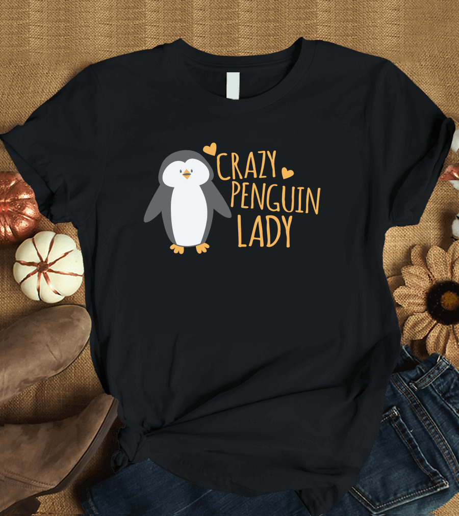 CRAZY PENGUIN LADY Cute Heart Penguin T-Shirt