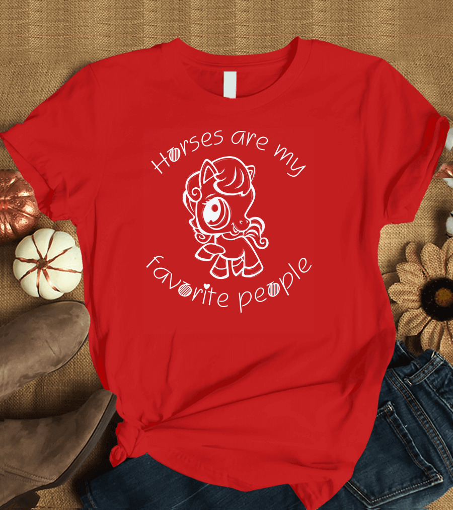 Horses Are My Favorite People Cute Cartoon T-Shirt
