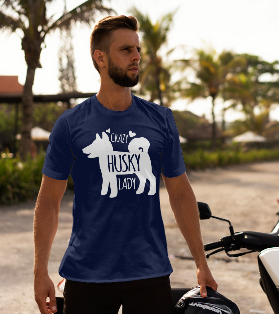 Crazy Husky Lady With Hearts Dog T-Shirt