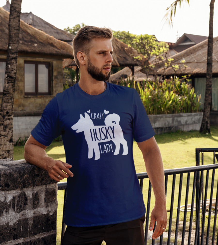 Crazy Husky Lady With Hearts Dog T-Shirt