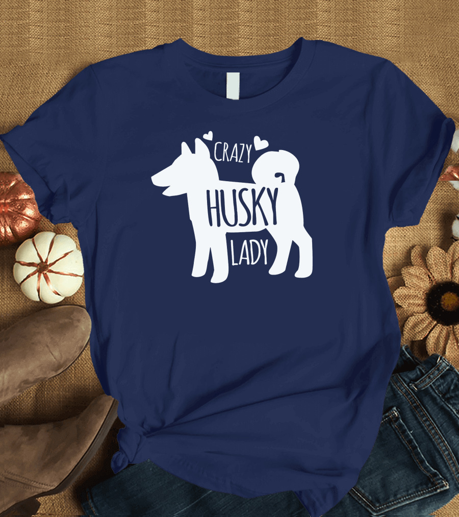 Crazy Husky Lady With Hearts Dog T-Shirt