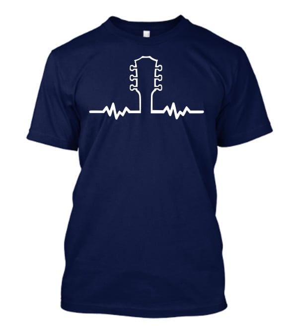 Guitar Beat Heartbeat Line Neck T-Shirt