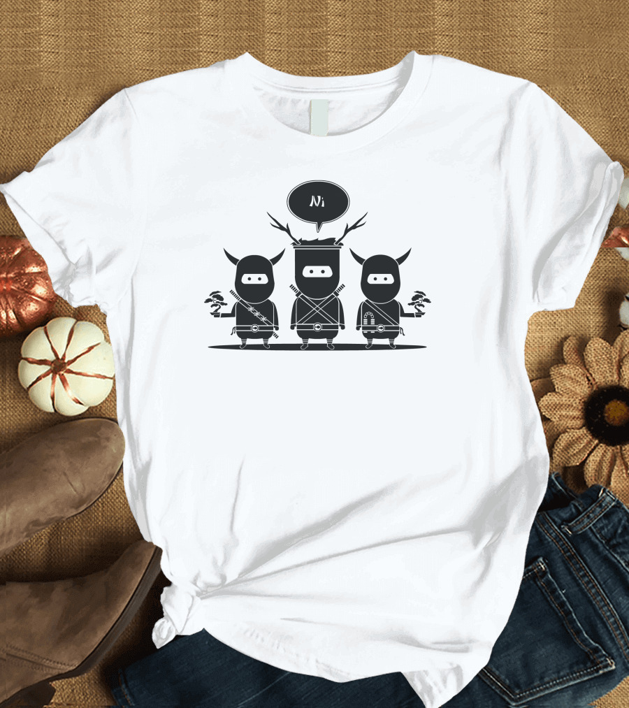 NiNi Ninjas with Antlers and Bonsai Expressing 'Ni' T-Shirt