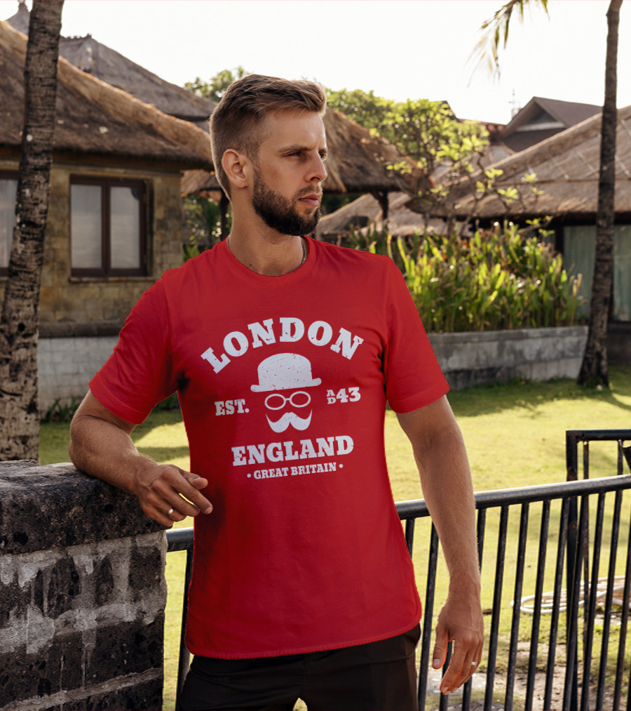 London England Est. AD 43 Great Britain Hipster Bowler Hat T-Shirt